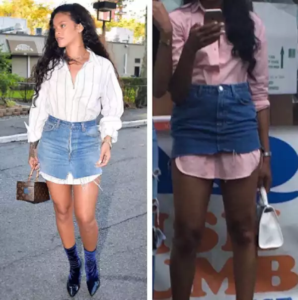 Who wore it better? Rihanna or this fan?